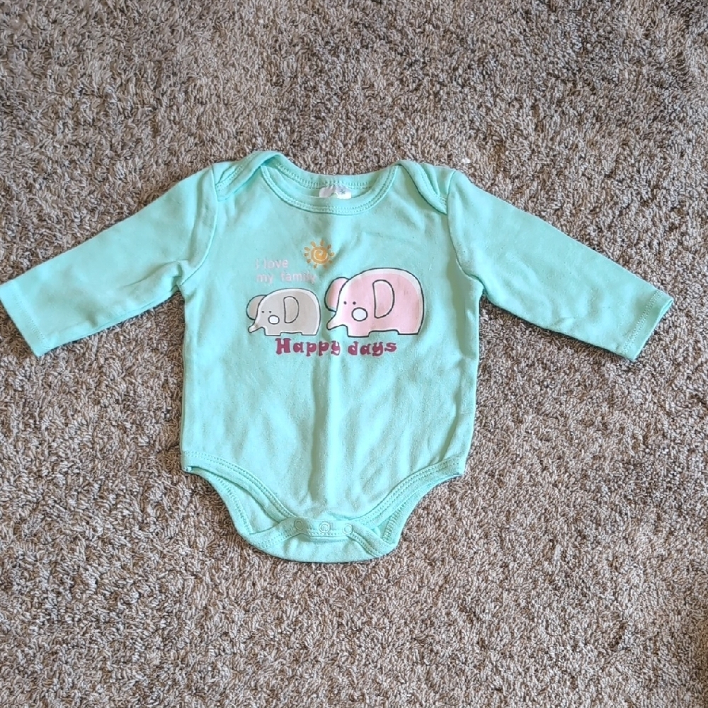Green and Pink Bodysuit with Elephant Design